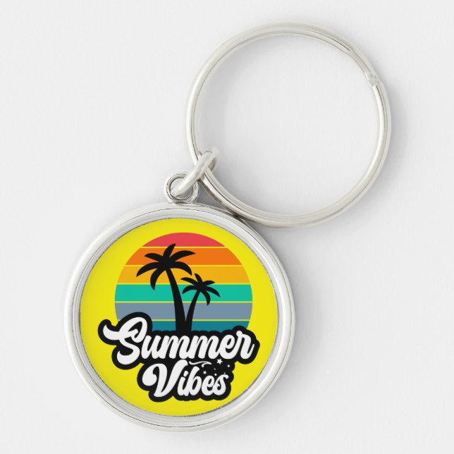 Porte-clés Vibes d'été avec design de palmiers (Devant)