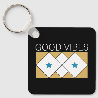 Porte-clés Vibes positives rafraîchissant design-Noir