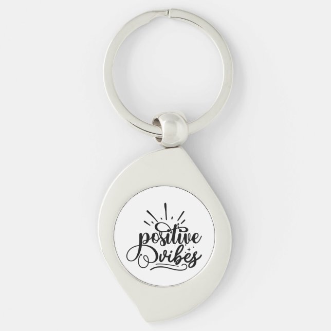 Porte-clés Vibes Positives Typographie Citation Motivationnel (Devant)