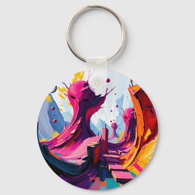 Porte-clés Vibrant Abstract Fantasy Landscape (Recto)