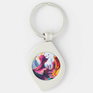 Porte-clés Vibrant Abstract Fantasy Landscape