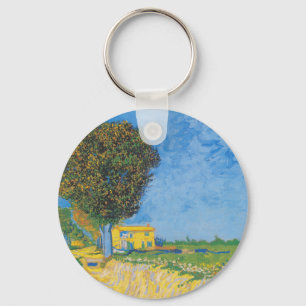 Porte-clés Vibrant Chemin Ensoleillé & Maison Jaune de Van Go