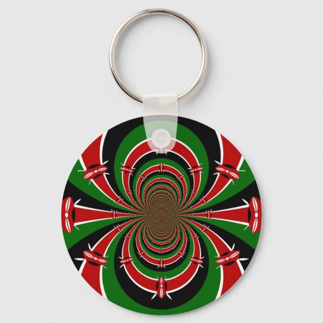 Porte-clés Vibrant Kenya Vision : Drapeau kényan en miroir (Recto)