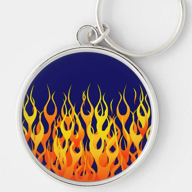 Porte-clés Vibrant Racing Flames on Navy Blue (Devant)