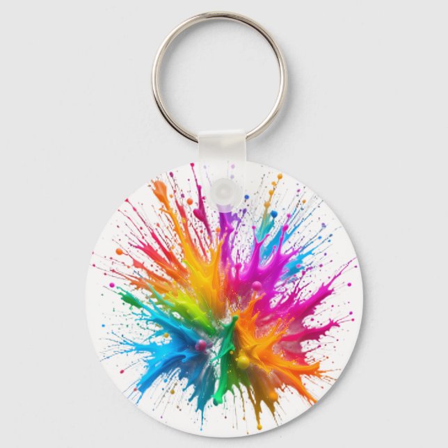 Porte-clés Vibrant Rainbow Paint Splatter Explosion (Recto)