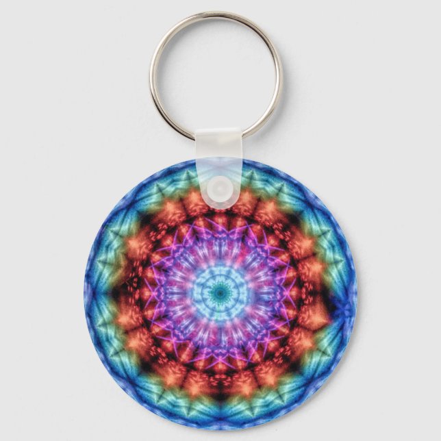 Porte-clés Vibrant Tie Dye Kaleidoscope Rainbow Mandala (Recto)