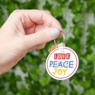 Porte-clés Vibrants Couleur et mots : Amour Paix Joie