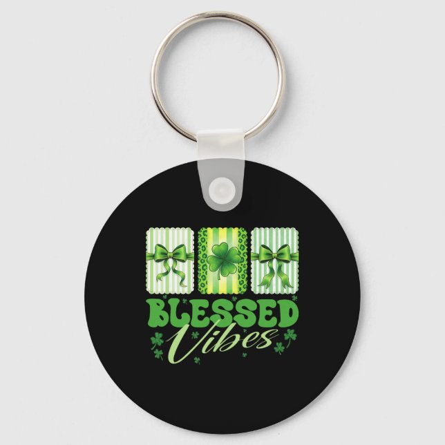 Porte-clés Vibrations Bénies Saint-Patrick Joli Trèfle Pour F (Recto)