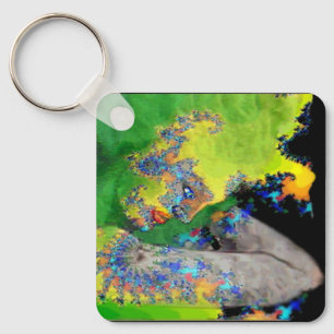 Porte-clés VIBRATIONS DE MATIÈRE, jaune vert noir