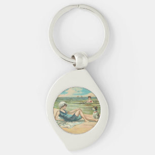 Porte-clés Victorian Beach Swim Girl Ocean Summer Vacances