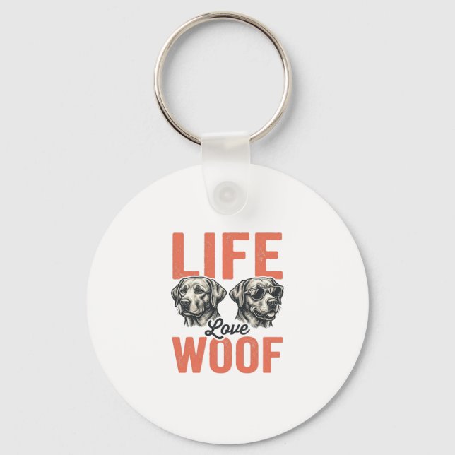 Porte-clés Vie Amour Chien Woof Graphisme Rétro_1 (Recto)