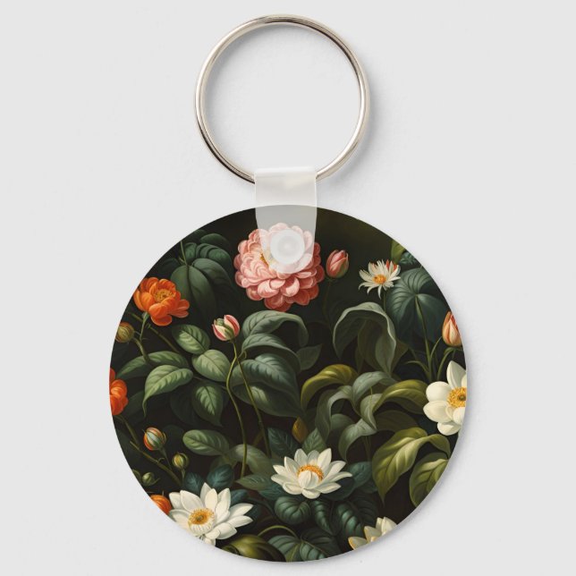 Porte-clés Vieille botanique florale Jardin Nature morte (Recto)