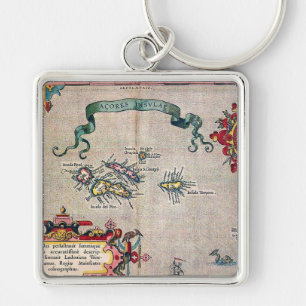 Porte-clés Vieille carte des Açores - exploration vintage de