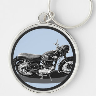 Porte-clés Vieille moto BSA noir et blanc