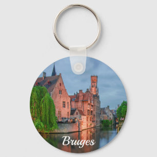 Porte-clés Vieille ville et beffroi la nuit à Bruges