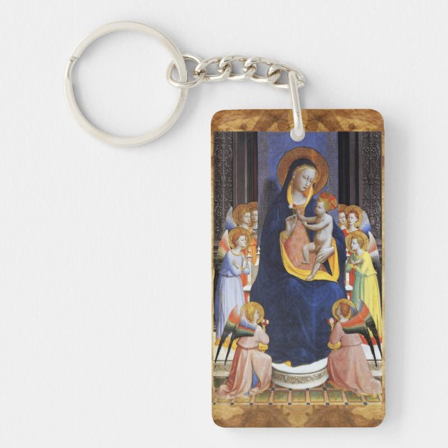Porte-clés VIERGE AVEC ENFANT, ANGELS ET SAINTS, bleu noir (Devant)