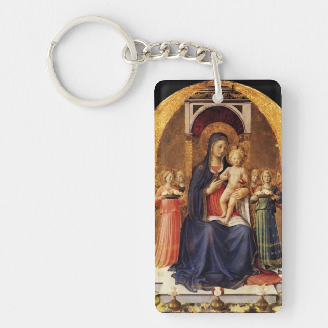 Porte-clés VIERGE AVEC ENFANT ET ANGES Ave Maria Prière (Devant)
