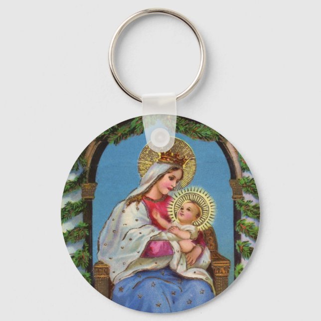 Porte-clés Vierge Marie et Bébé Jésus Porte - clé religieux (Recto)