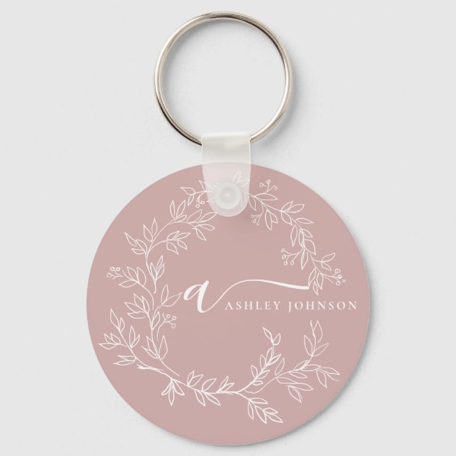 Porte-clés Vierge rose moderne Script Girl Monogramme Nom (Recto)