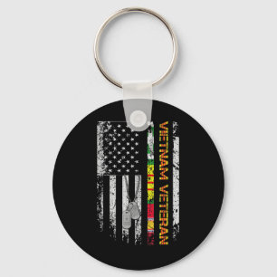 Porte-clés Vietnam Vétérinaire Vintage Drapeau Patriotique