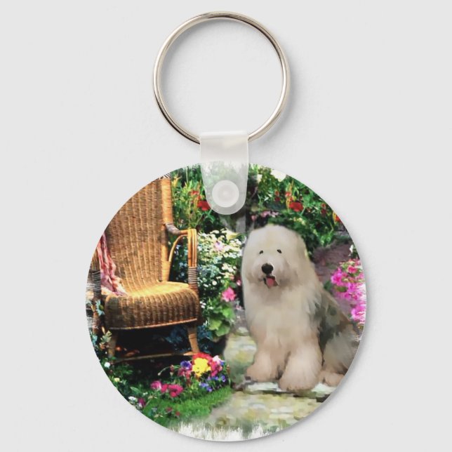 Porte-clés Vieux anglais Sheepdog Art Cadeaux (Recto)