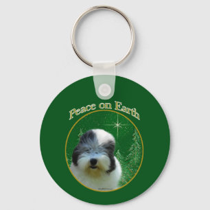 Porte-clés Vieux anglais Sheepdog Peace