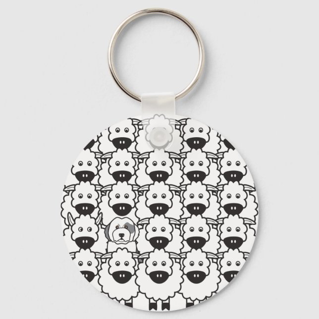 Porte-clés Vieux berger anglais dans le mouton (Recto)