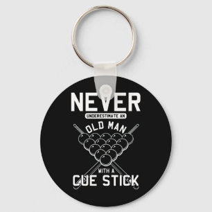 Porte-clés Vieux Homme Avec Stick Cue Billard Joueur Snooker