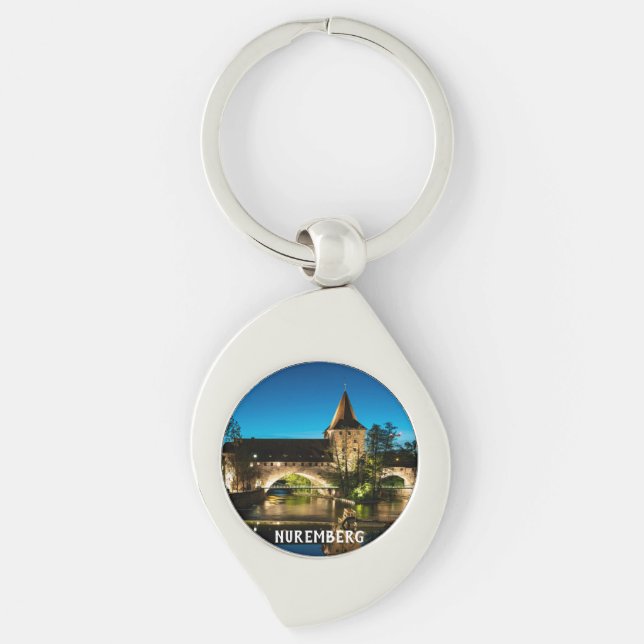 Porte-clés Vieux pont médiéval la nuit à Nuremberg (Devant)