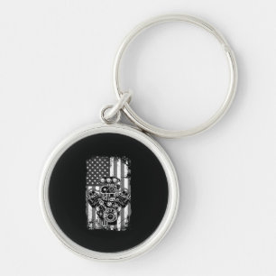 Porte-clés Vieux Véhicule Musclé Piston Drapeau Américain Drô