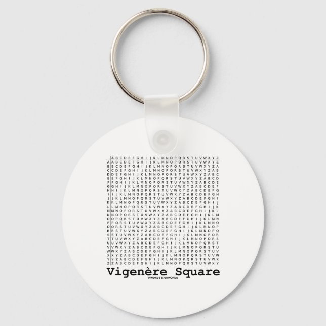 Porte-clés Vigenère Carré (Cryptographie Tabula Rasa) (Recto)