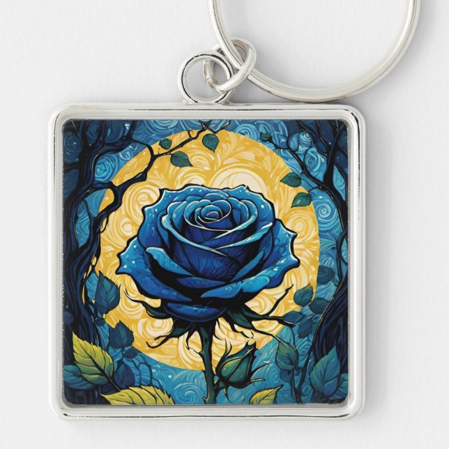 Porte-clés Vignes Rose bleu 3 Carré (Devant)