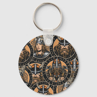 Porte-clés Viking Warriors : Motif Vintage coloré