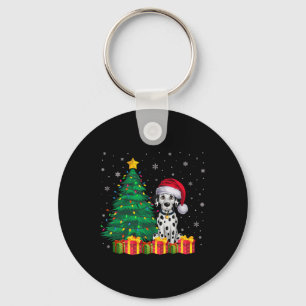Porte-clés Vilain Dalmatien Santa Hat Noël Lumières Chien Aim