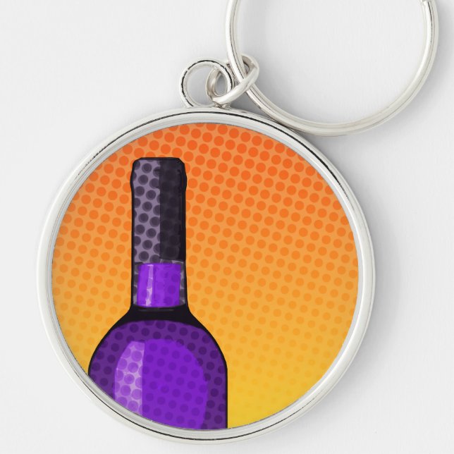 Porte-clés vin comique demi-ton verre et bouteille (Devant)