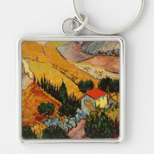 Porte-clés Vincent van Gogh - Paysage, Maison et Laboureur