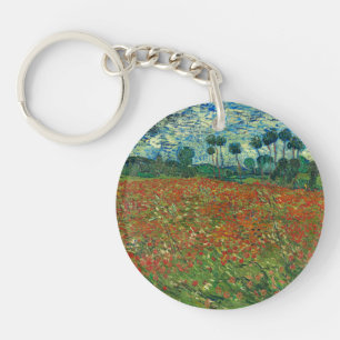 Porte-clés Vincent Van Gogh Poppy Field Floral Art Vintage