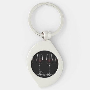 Porte-clés Vins avec vin rouge sur noir