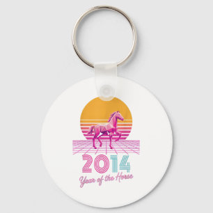 Porte-clés Vintage 2014 Année du Cheval Fille Chanceuse Lunai