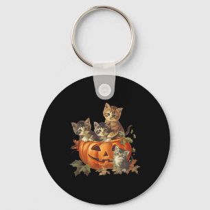 Porte-clés Vintage 90s Chat Retro Citrouille Kittens Hallowee