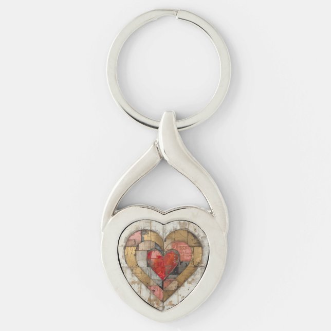Porte-clés Vintage Abstract Hearts - Metal Keychain (Devant)