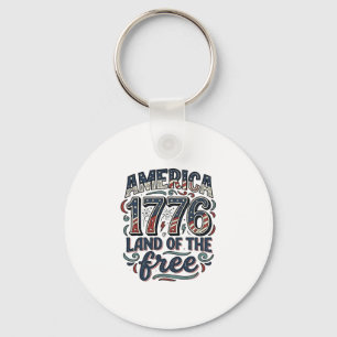Porte-clés Vintage America 1776 Terre de liberté conception d