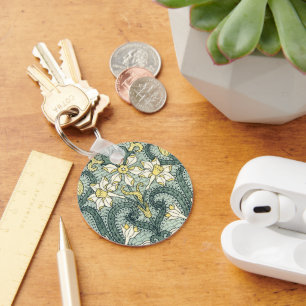 Porte-clés Vintage Art Nouveau Daffodil Narcisse Fleurs