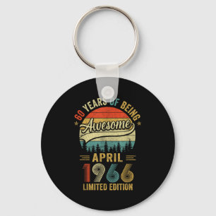 Porte-clés Vintage avril 1966 60 ans 60e anniversaire hommes