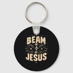Porte-clés Vintage Beam Me Up Jesus Drôle Jésus Christ Mème Q