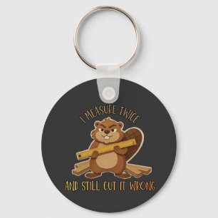 Porte-clés Vintage Beaver Woodworker – Je mesure deux fois to