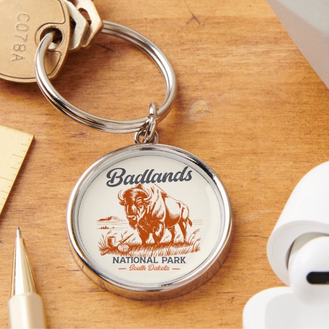 Porte-clés Vintage Bison – Badlands National Park  (Créateur téléchargé)