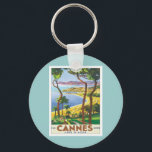 Porte-clés Vintage Cannes Côte d'azur<br><div class="desc">Cannes Côte d'azur France Art Vintage voyage Notre collection d'affiches et d'estampes de voyage d'époque illustre les paysages luxuriants de l'Europe, les paysages exotiques du Maroc, les hôtels élégants et les complexes de luxe du monde entier, de Monte Carlo à Pasadena et Bangkok. Visitez les destinations nostalgiques de vacances et...</div>
