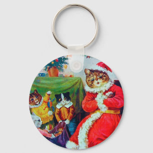 Porte-clés Vintage Chat Noël, Louis Wain