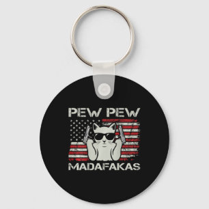 Porte-clés Vintage Chats Pew Pew Madafakas Usa Drôle Amoureux